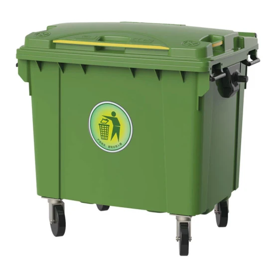 1100 l/660 l große HDPE-4-Rad-Müll-/Abfall-/Müll-/Mülltonnen/Mülltonnen aus HDPE für öffentliche Straßen im Freien mit Deckelpedal